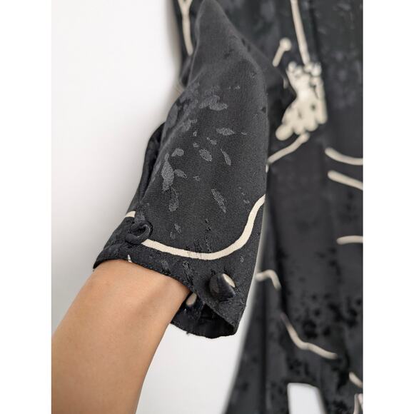 Vintage Saint Romei Black Hibiscus Print 80s 90s  100% Silk Dress 6 - Picture 7 of 7